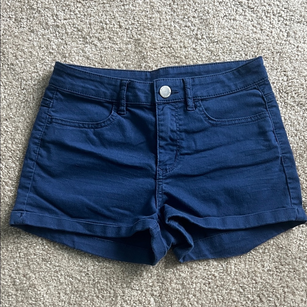 H&M Dark Navy High Waist Casual Shorts